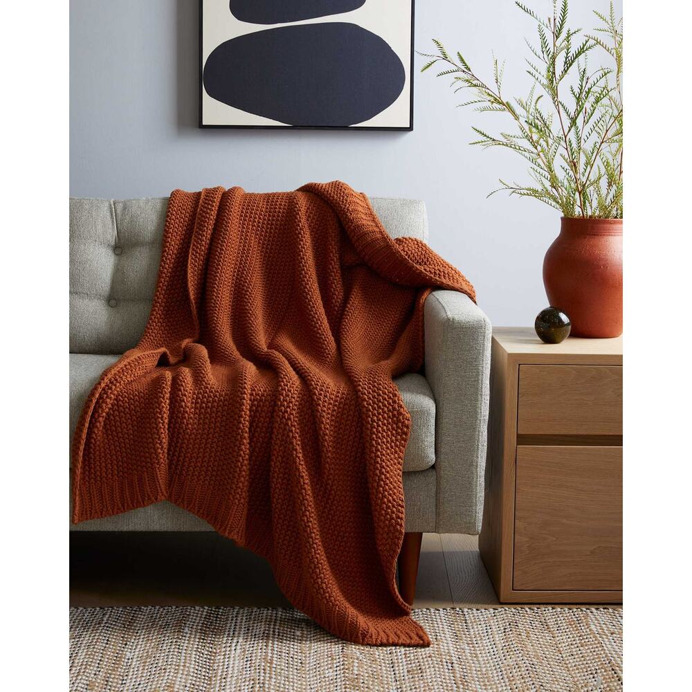NWT Quince Cotton Fisherman Throw Terracotta 50 x 60 - Picture 3 of 3